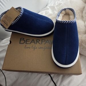 BearPaw Tabitha White / Blue Women's Slippers Btand New Sz 7